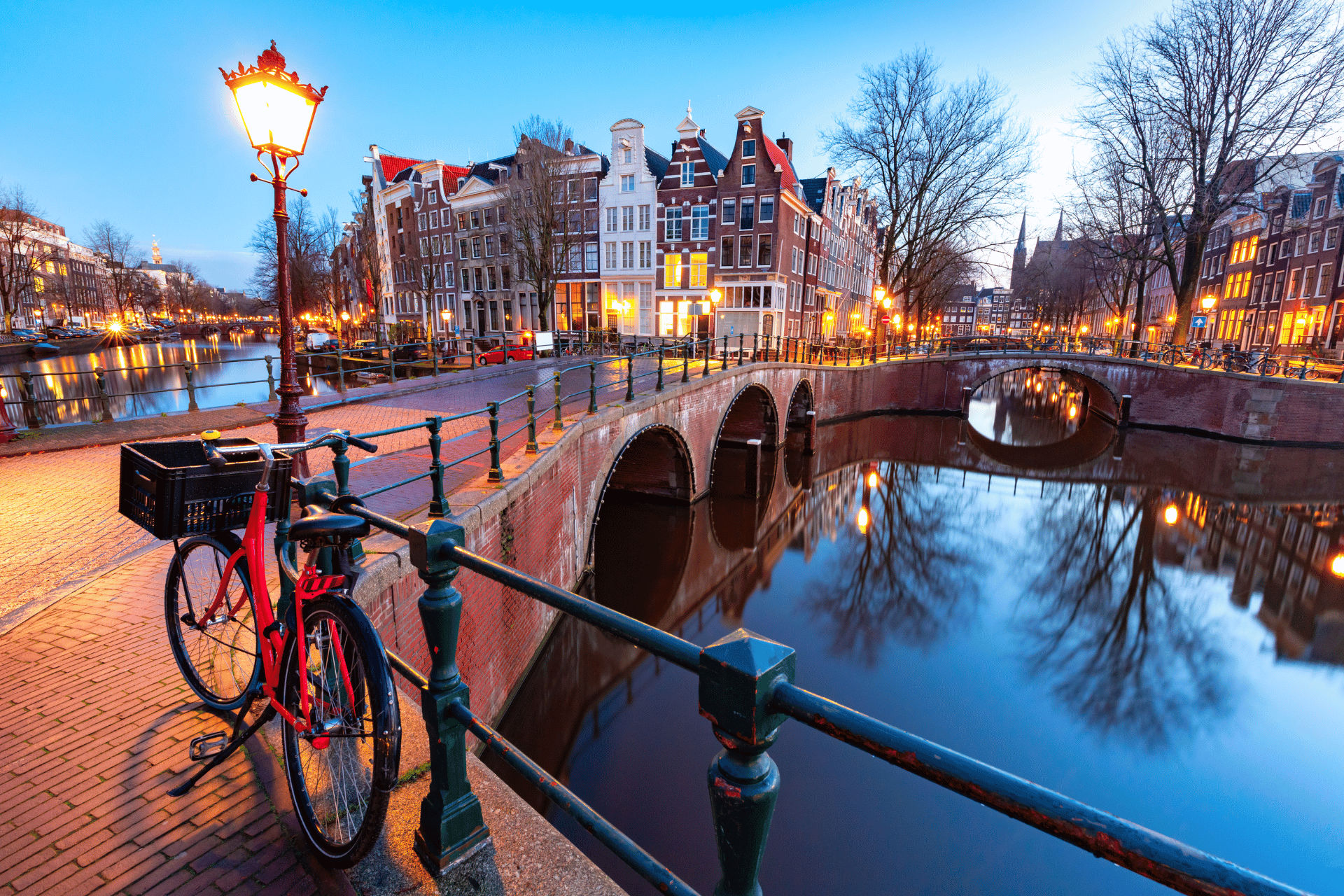A bridge at sunset in Amsterdam