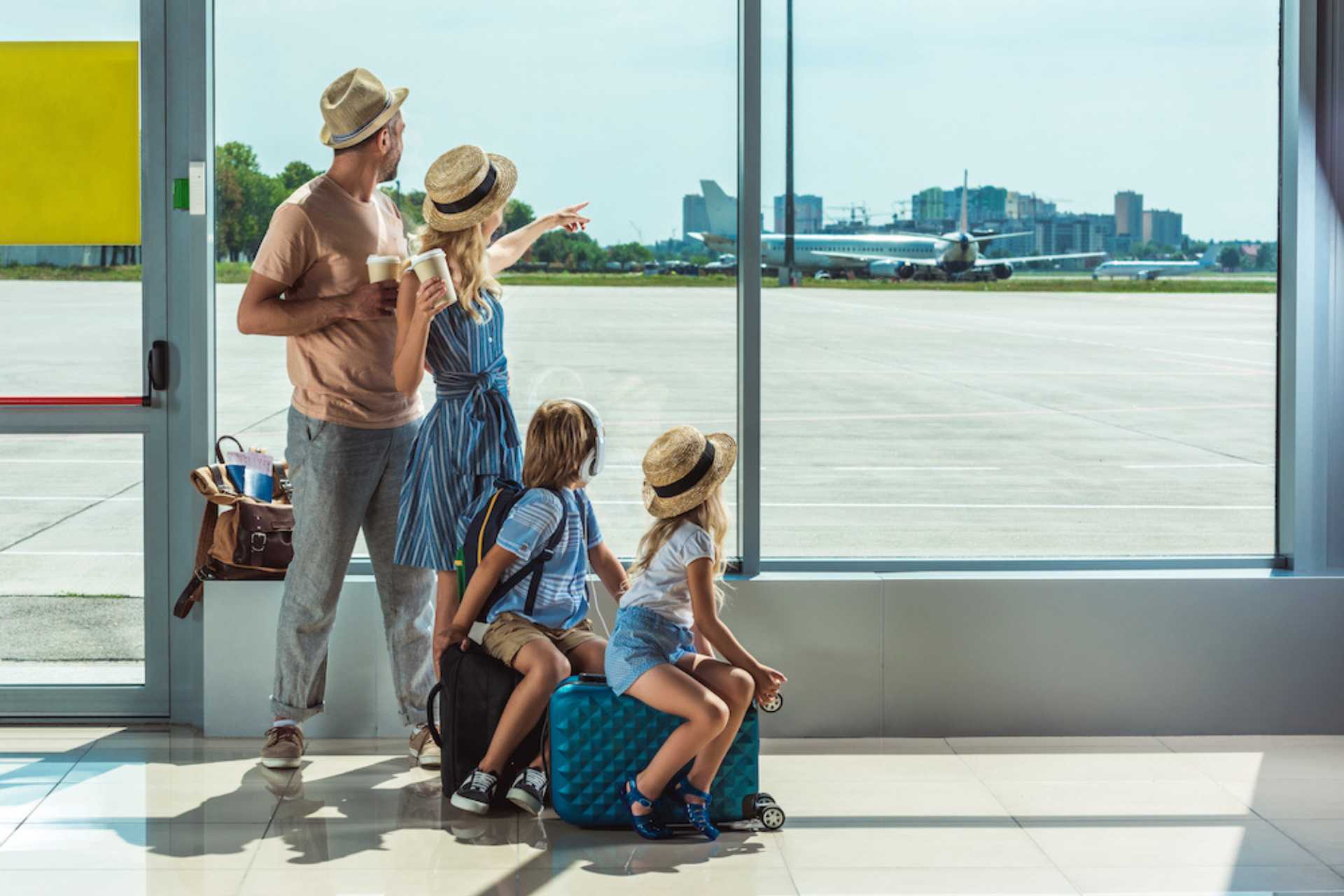 Family at an airport