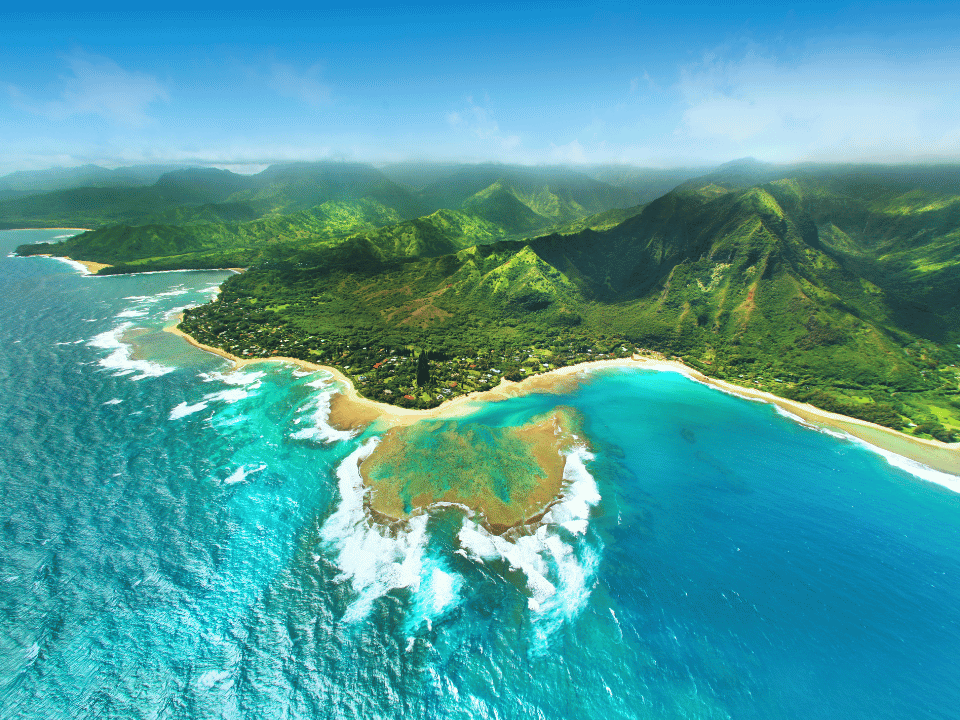 A view from the sky of Hawaii
