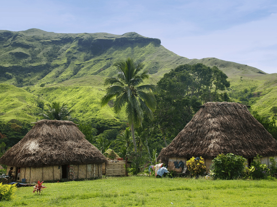 Navala Village with the mountains in the background. Fiji. 