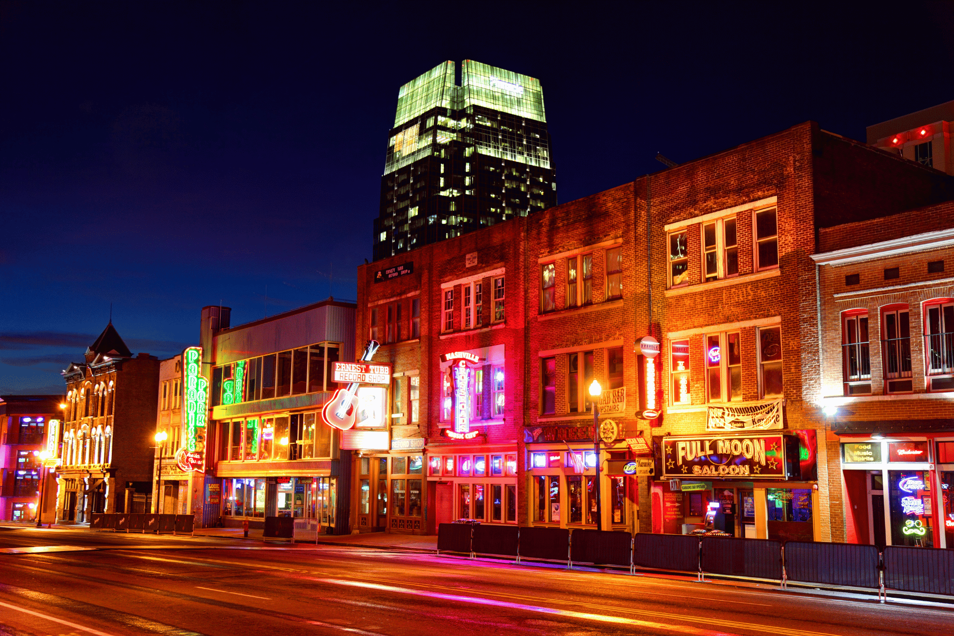 A street in Nashville at night