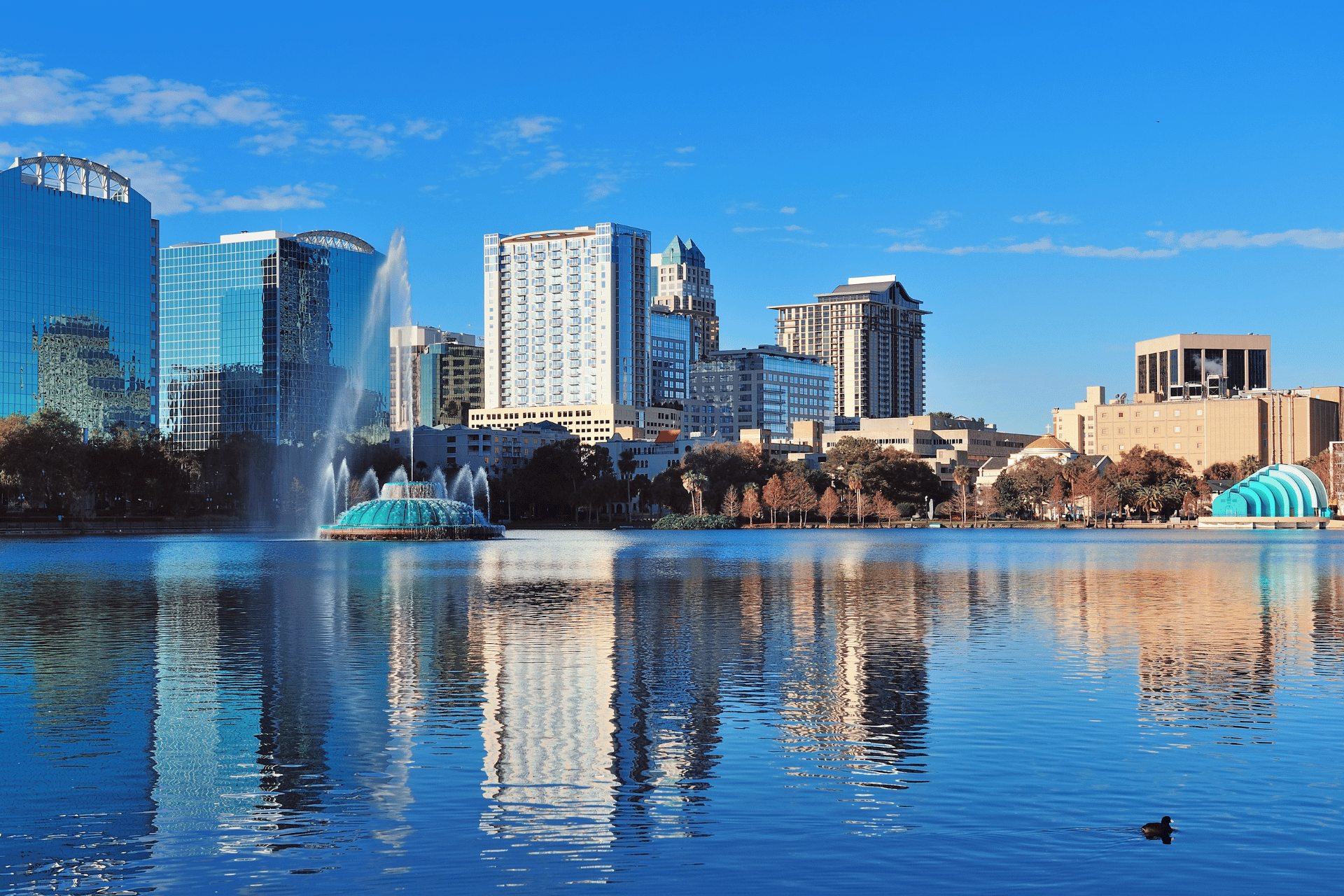 Donwtown Orlando, with the lake. Orlando, Florida by traveler1116 from Getty Images