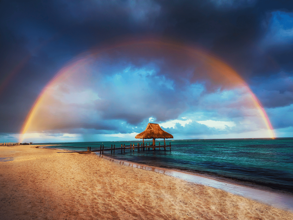 Rainbow over the ocean in Punta Cana