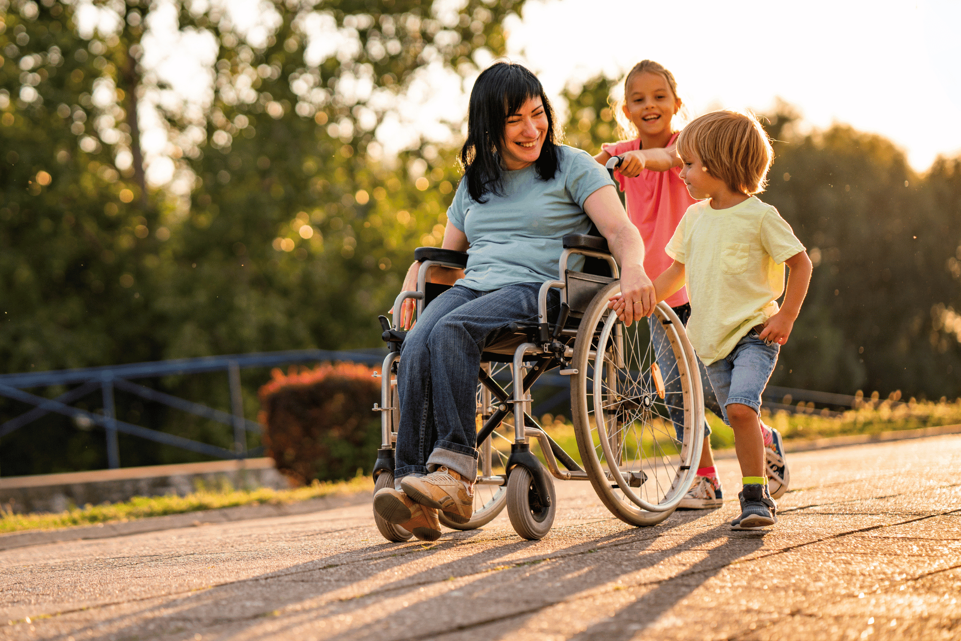 Family with mother in the wheelchair