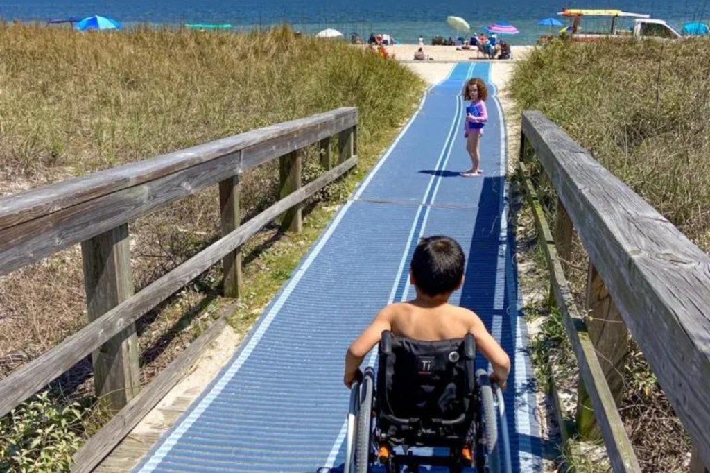 Accessible Amelia Island on the beach in a wheelchair © Jennifer Allen Images