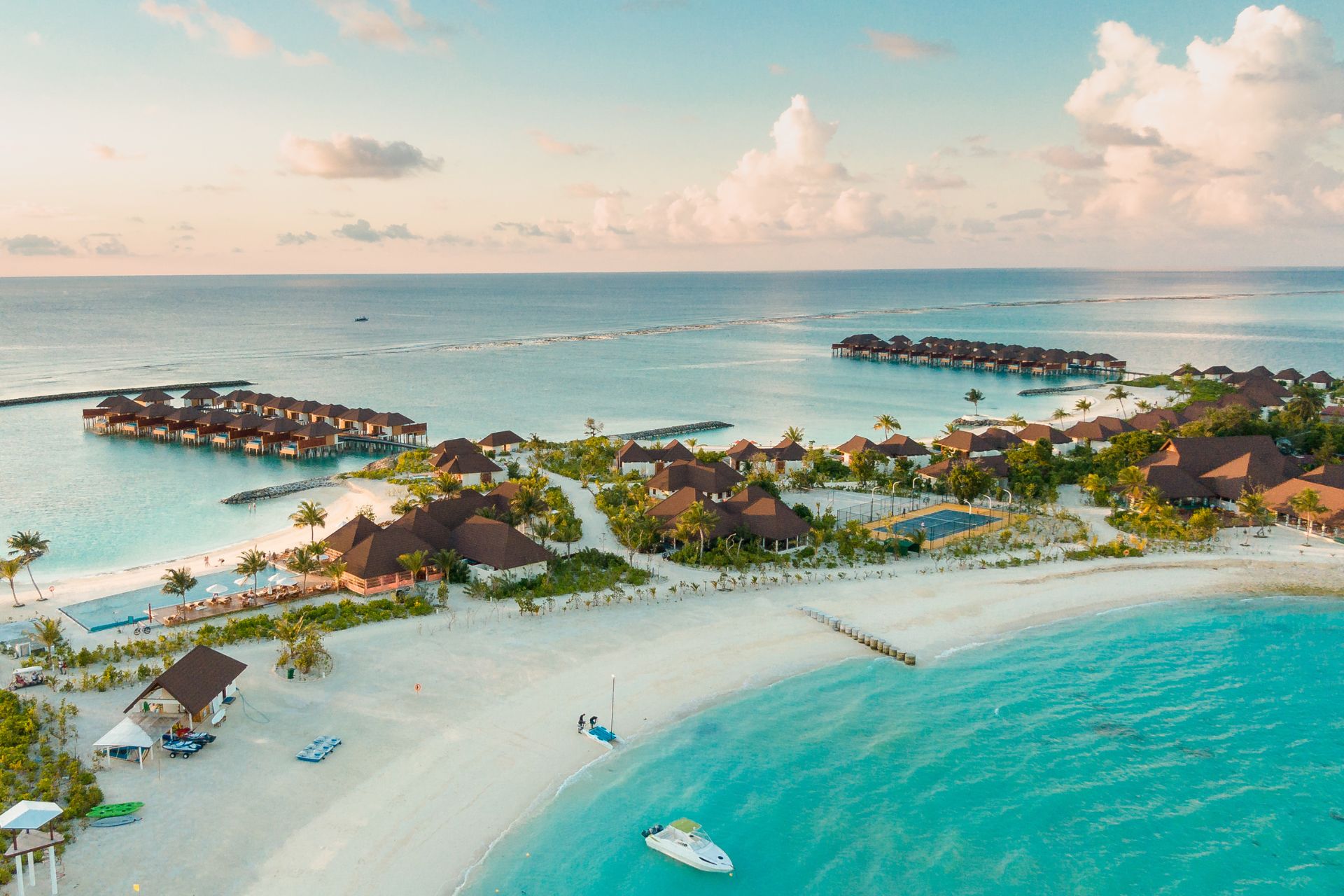 Aerial shot of a beach, Maldives.
