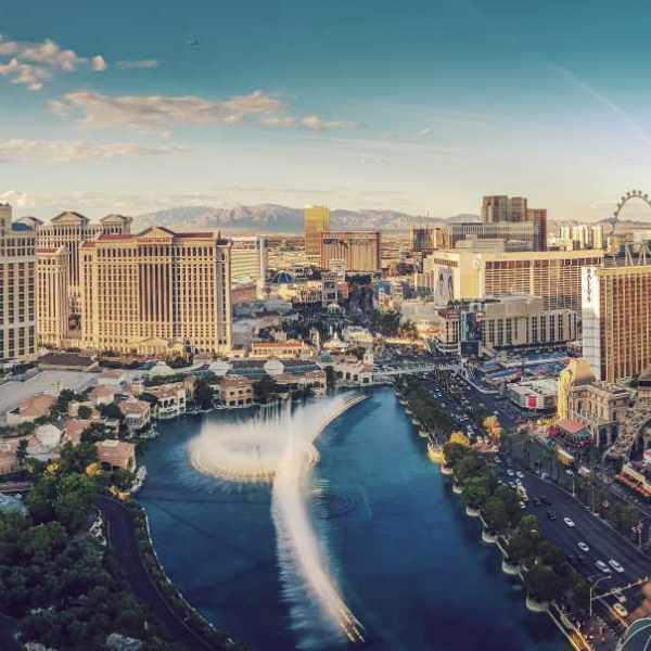 Aerial view of Las Vegas strip in Nevada.