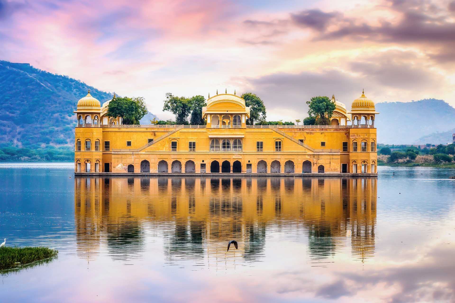 Jal Mahal water palace Jaipur Rajasthan with landscape at sunset ©Getty Images