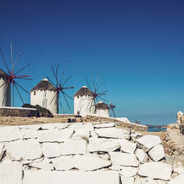 Traditional Windmills of Mykonos.