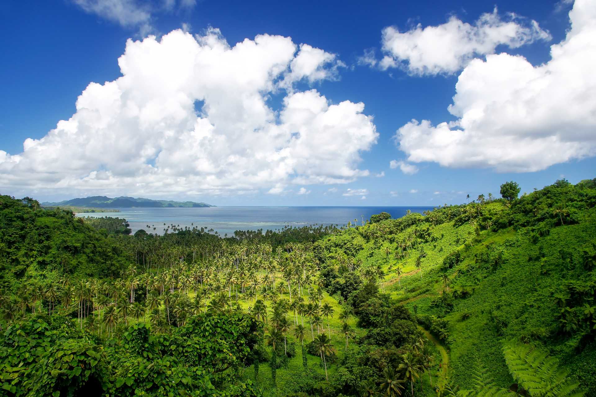 View of Bouma National Heritage Park and Somosomo strait on Taveuni Island, Fiji. Taveuni is the third largest island in Fiji.