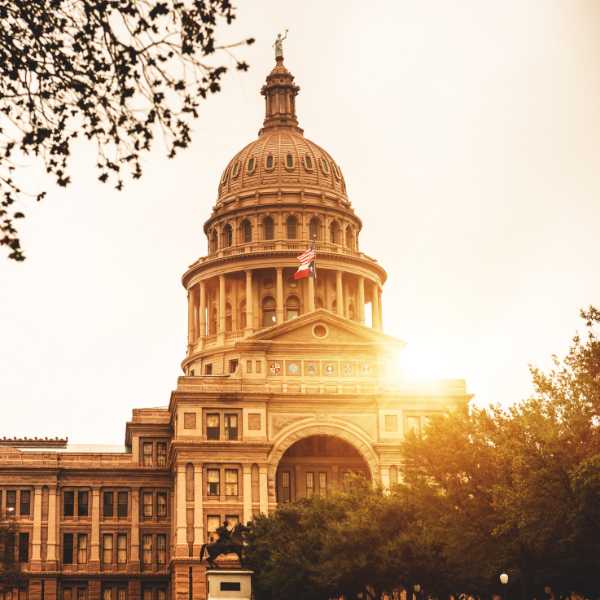 A sun set over Capitol Hill, Austin