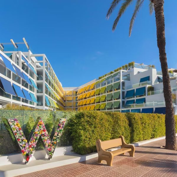 The W sign in front of ©W Marriott in Ibiza Spain
