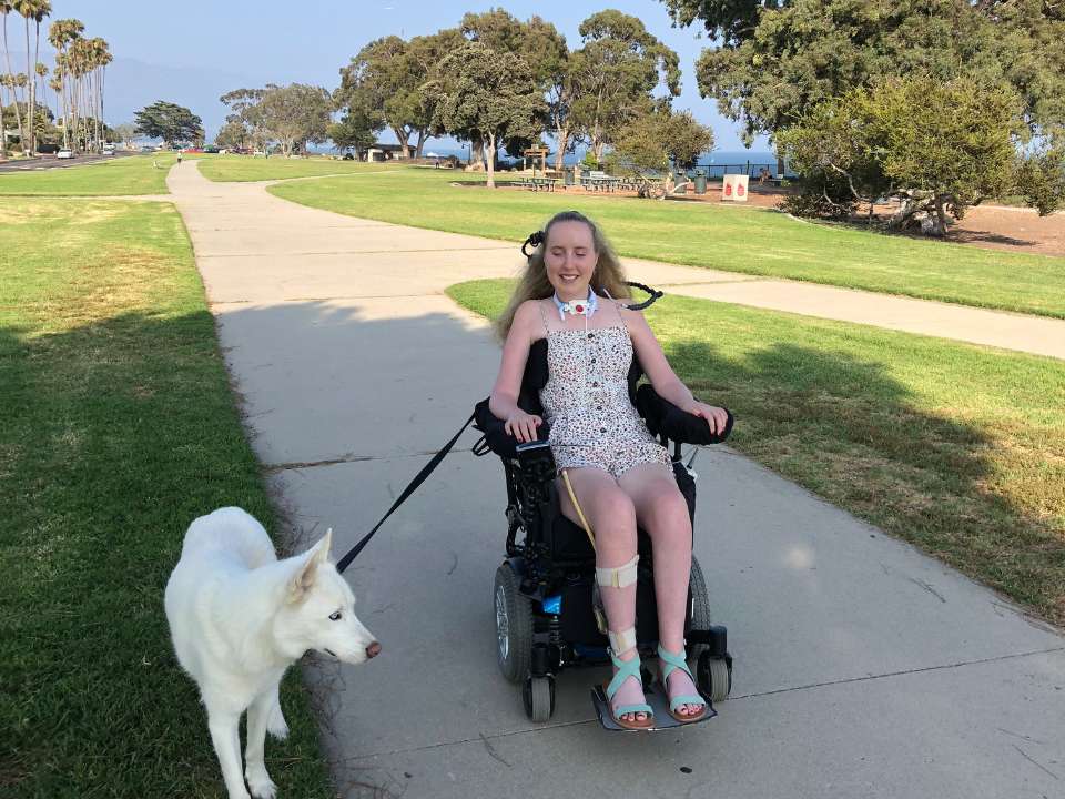 Grace Fisher and her dog at Shoreline Park